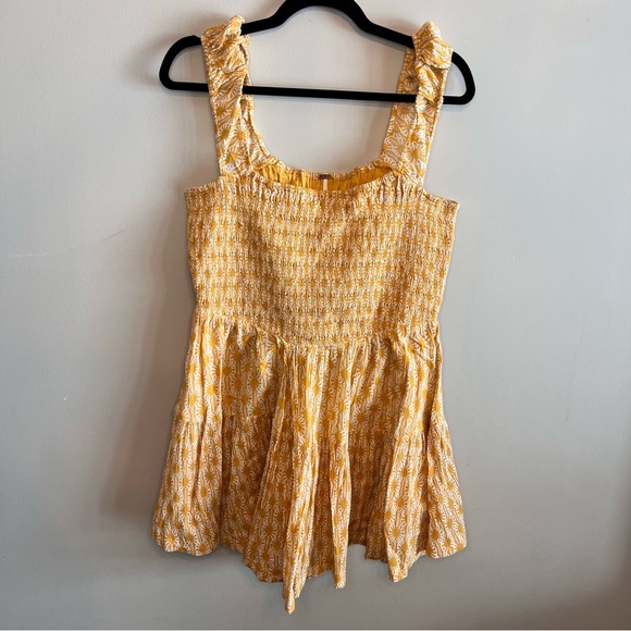 Free People Sweet Annie Mini Dress in Sunshine Combo Size Large - Picture 2 of 9